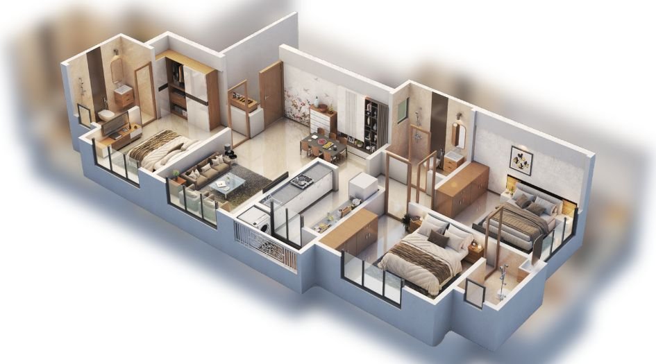 Charms-Shri-KaustubhFloor-Plan-3 BHK-899  Sqft